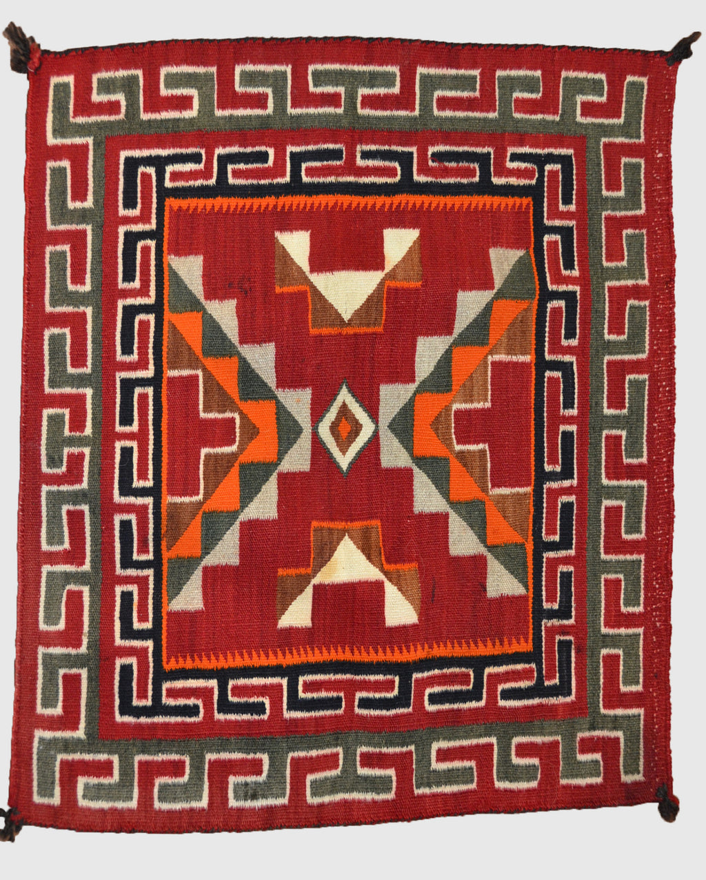 HOLD Single Saddle Blanket - Teec Nos Pos Navajo Weaving : Historic : GHT 1892 : 26" x 23" - Getzwiller's Nizhoni Ranch Gallery