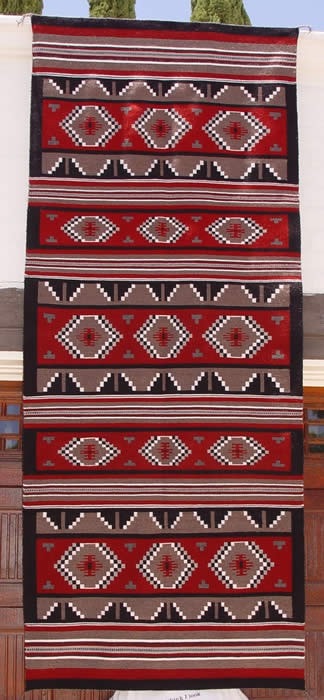 SOLD : Ganado Runner Navajo Weaving : Rosie Tsinniginnie : 1769 : 48" x 120" (4′ x 10′)