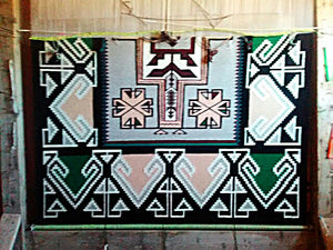 Teec Nos Pos Navajo Rug : Geraldine Phillips : Churro 1574: 6'1" x 12'1" - Getzwiller's Nizhoni Ranch Gallery