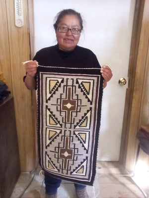 Teec Nos Pos Navajo Rug : Malinda Nez :  Churro 1724 : 16" x 30" (1'4" x 2'6")