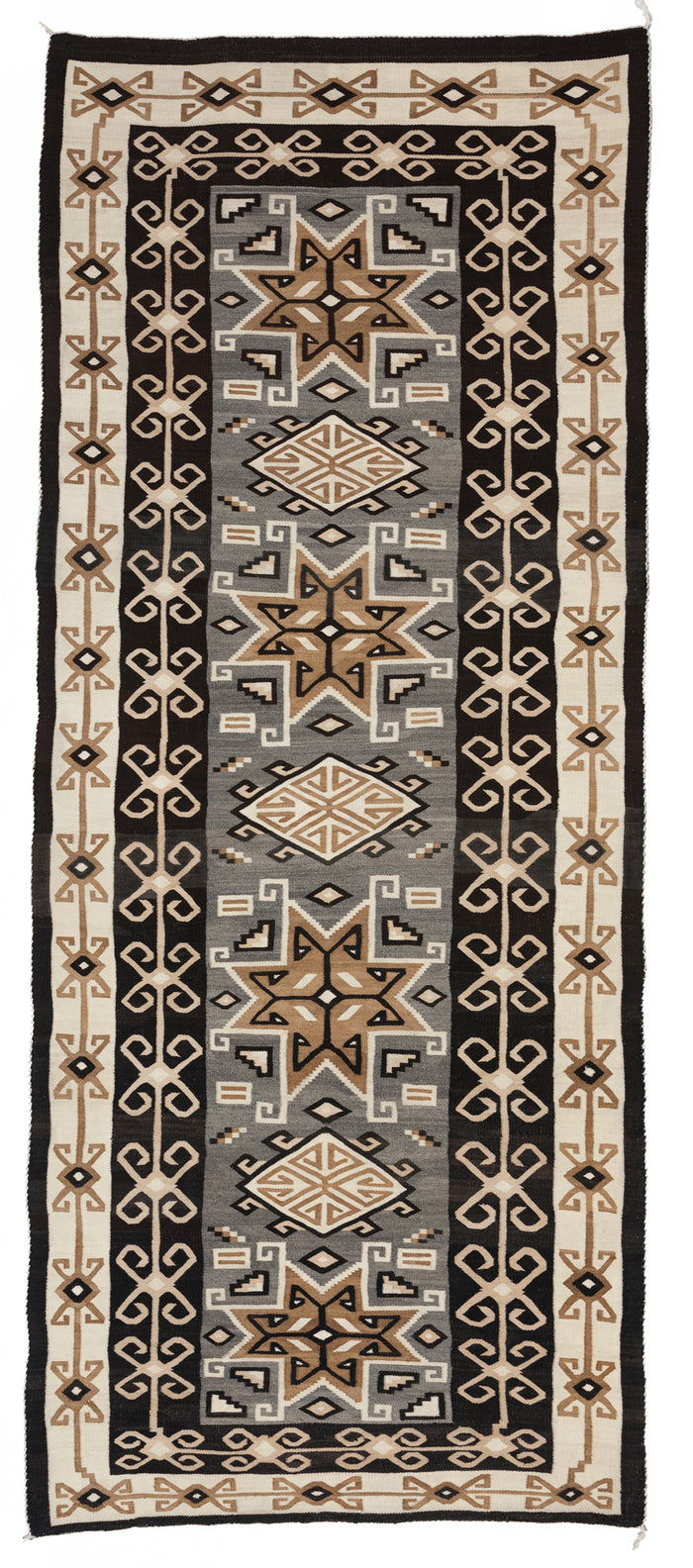 Two Grey Hills Bistie Navajo Rug : Historic : PC 103 : 49" x 122" (4'1" x 10'2")