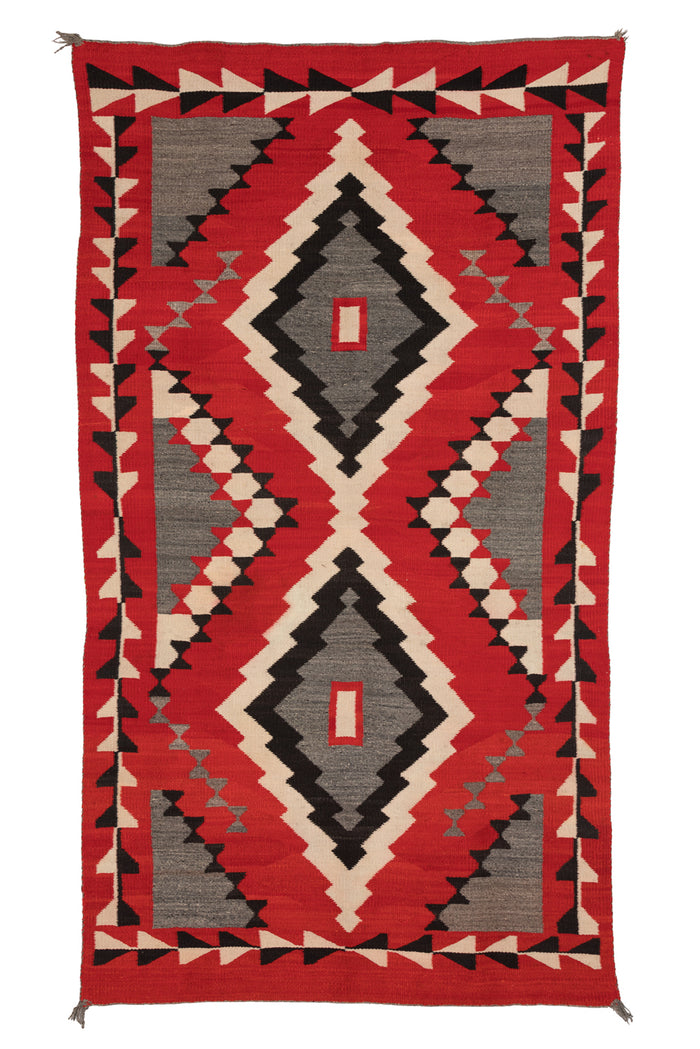 JB Moore Plate XX Navajo Weaving : Historic : PC 108 : 52″ x 96″ : (4'4" x 8')