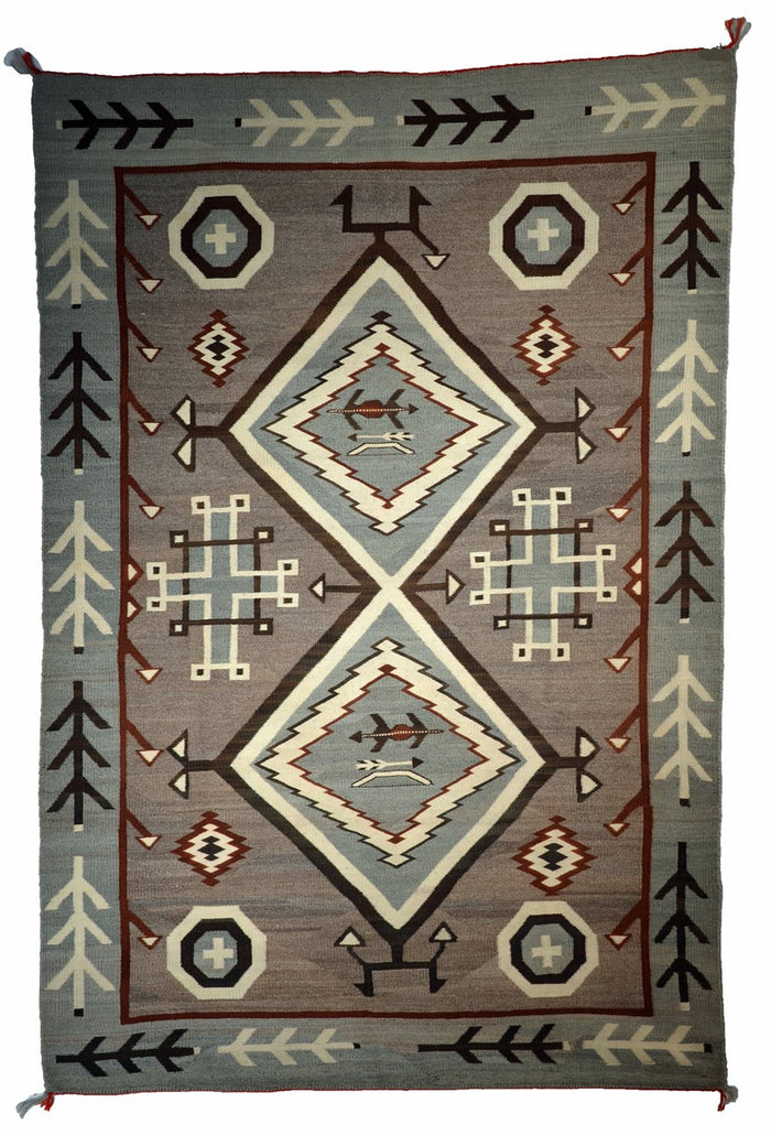 SOLD - JB Moore- Crystal Pictorial Navajo Rug : Historic : PC 17 : 55″ x 85″ : (4'7" x 7'1")