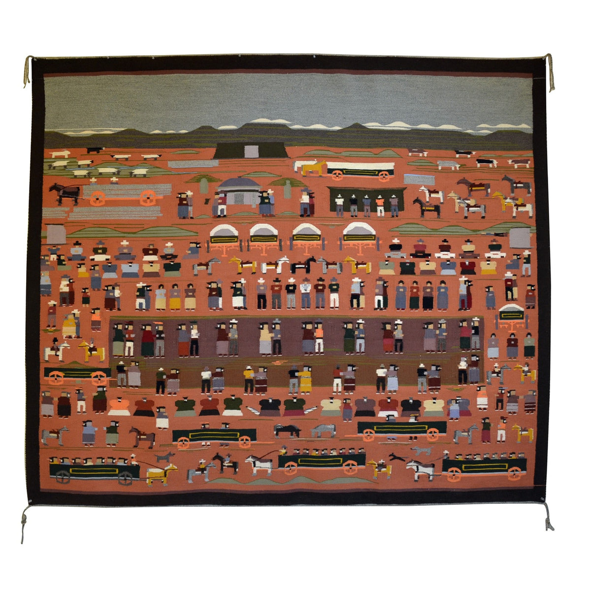 SOLD - Pictorial - Squaw Dance Navajo Weaving : Juanita Tsosie : B-13 : 72" x 83" (6' x 6'11")