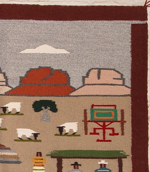 Pictorial : Navajo Weaving : Pauline Glasses : 1345 : 36" x 35" - Getzwiller's Nizhoni Ranch Gallery