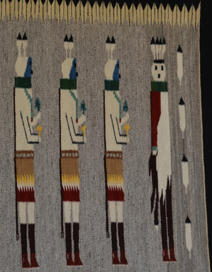 Yei be Chei Navajo Rug :  Elsie Bia : Churro 1699 : 35" x 60" (2'11" x 5')