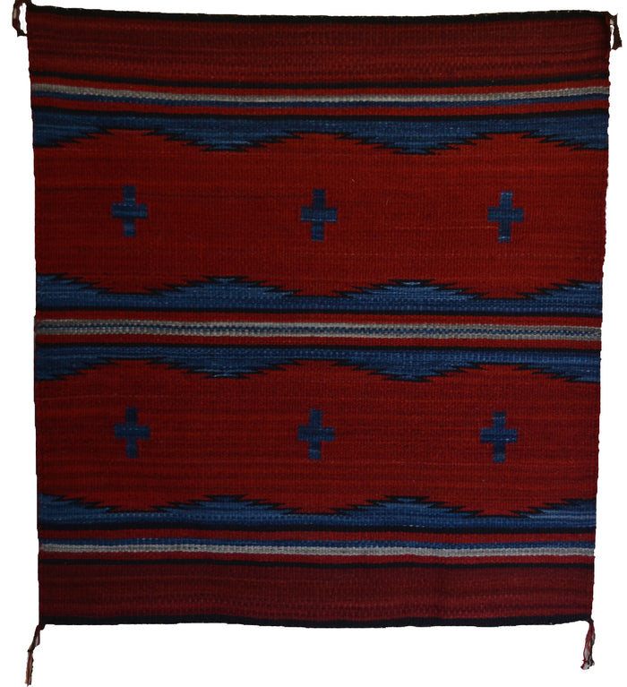 Pictorial Single Saddle Navajo Blanket : GH : Churro 1708 : 29" x 31" (2'5" x 2'7") : Award Winner!