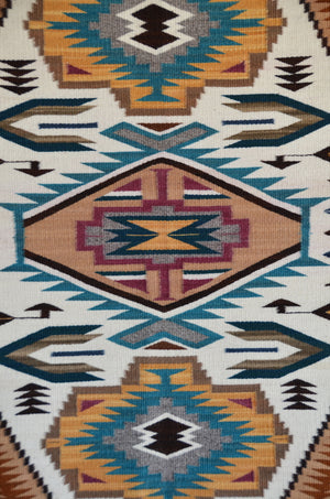 Teec Nos Pos Navajo Rug :  Elsie Bia : Churro 1719 : 48" x 72" (4' x 6')