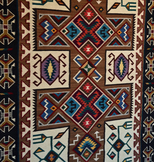 Teec Nos Pos Navajo Rug : Cara Gorman Yazzie : Churro 1722 : 49" x 71" (4'1" x 5'11")