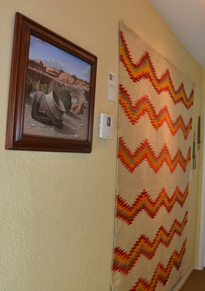Transitional American Indian Blanket : Antique Navajo weaving : GHT 2318 : 76″ x 72″ - Getzwiller's Nizhoni Ranch Gallery