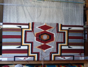 Old Style Crystal Navajo Rug:  Elsie Bia : Churro looming
