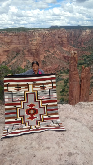 Old Style Crystal Navajo Rug:  Elsie Bia : Churro 1713 : 51" x 72" (4'3" x 6')