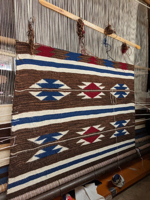 Childs Blanket Navajo Weaving : Jalucie Marianito : Churro 1707 : 36" x 51" (3' x 4'3")