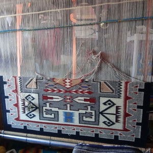 Teec Nos Pos Pattern Navajo Rug:  Elsie Bia : Churro looming