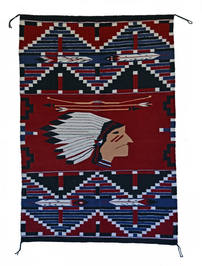 Pictorial : Indian Chief : Native American Weaving : Lusandra Williams : 3349 : 30″ x 44″ (2'6" x 3'8")