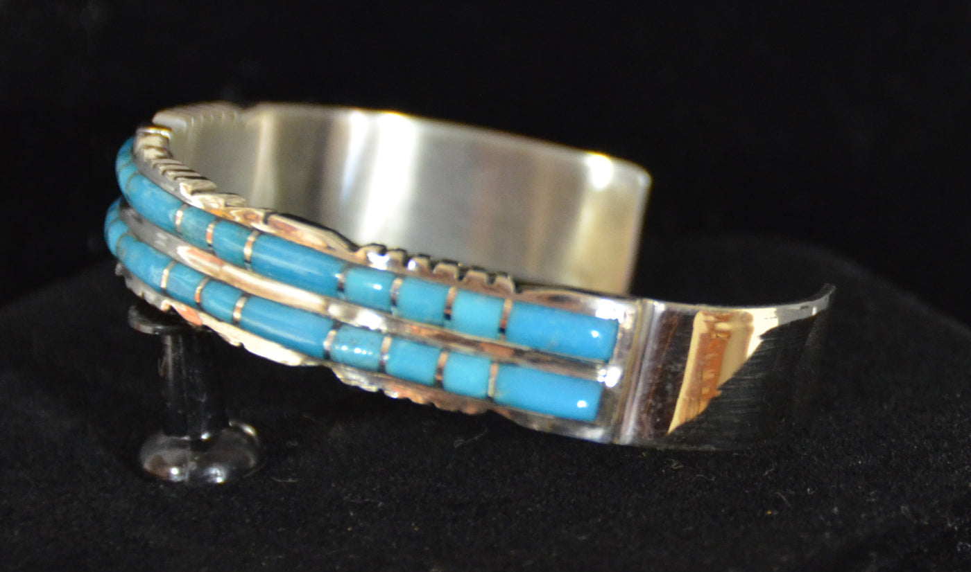 Nice Old Vintage Navajo Or Zuni Sterling Silver Kachina Doll Turquoise  Bracelet | eBay