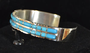 Native American Jewelry : Sterling Silver with Turquoise Bracelet : Zuni : Sheldon Lalio : NAJ-57 - Getzwiller's Nizhoni Ranch Gallery