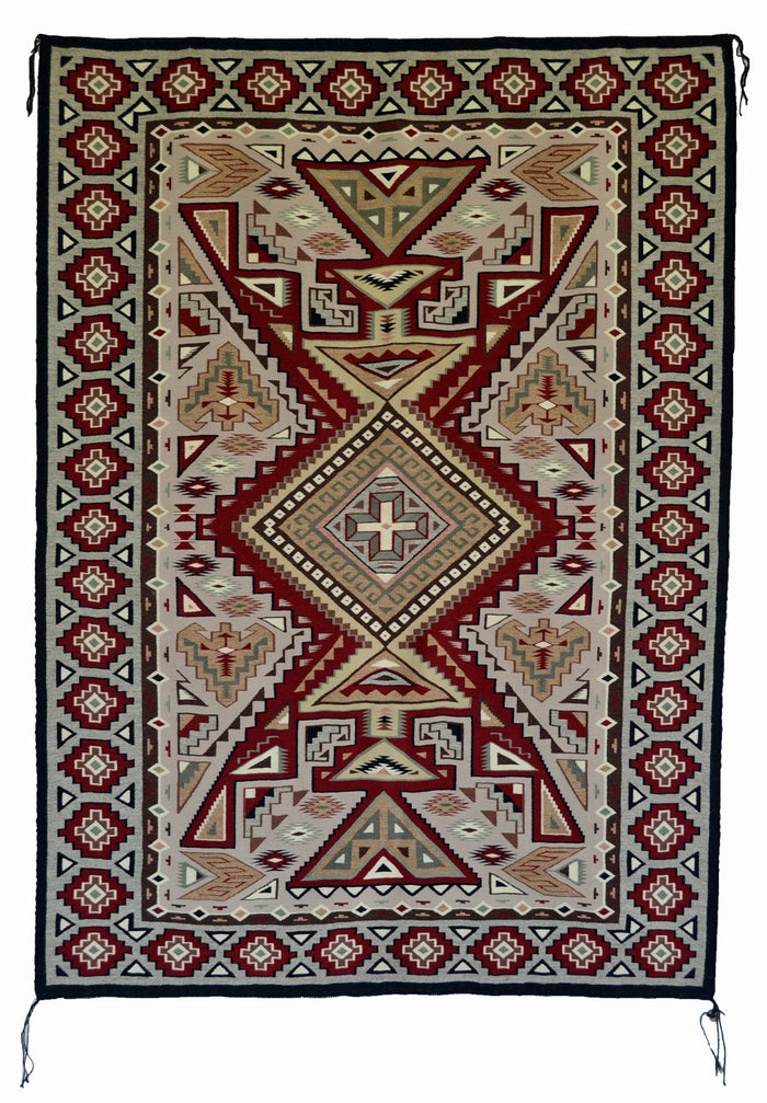 Burntwater Three Turkey Ruin Navajo Rug : Helen Bia : PC 245 : 47" x 62" (3'11" x 5'2")