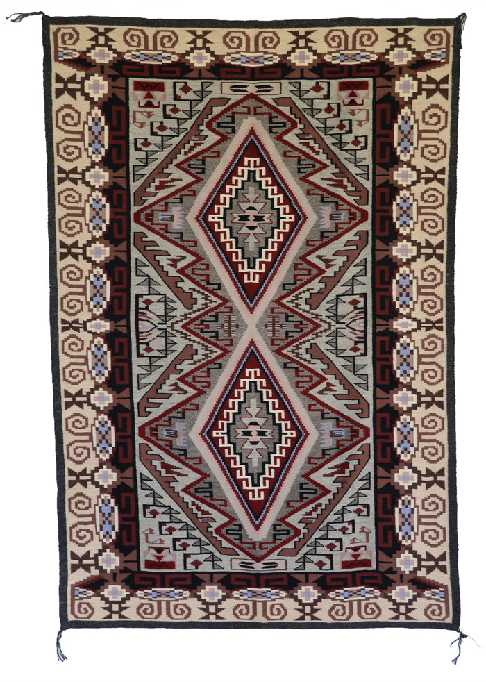 Three Turkey Ruin Navajo Weaving : Irene Bia : PC 246 : 47" x 69" (3'11" x 5'9")