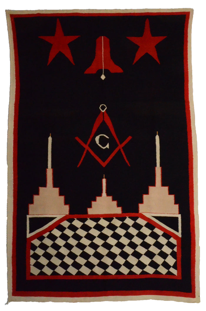 Germantown Masonic Pictorial Tapestry : Navajo :  Historic : PC 4 : 45" x 68" : (3'9" x 5'8")