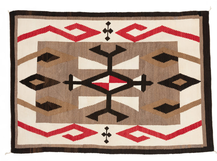 SOLD - JB Moore Plate XXIV Navajo Weaving : Historic : PC 112 : 53″ x 74″ : (4'5" x 6'2")