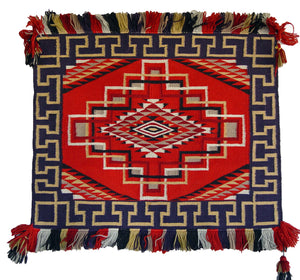 HOLD Saddle Blanket - Single Sunday Navajo Weaving : Historic : PC 119 : 25" x 25" - Getzwiller's Nizhoni Ranch Gallery