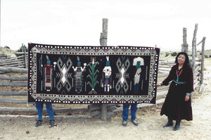 Night Sky Yei be Chei Pictorial Navajo Weaving : Berlinda Nez Barber : Churro 227 : 48"  x 105"