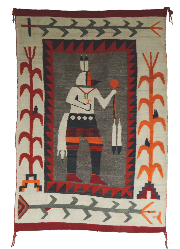 SOLD - Yei Gallegos Dancer : Historic Navajo Weaving : GHT 2301 : 41″ x 60″ : (3'5" x 5')
